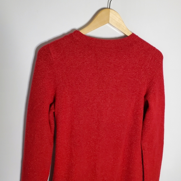 Talbots red metallic Side Tie Shimmer sweater shift Dress Size Small New wtiht a - Picture 6 of 8